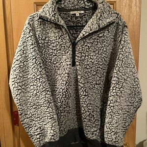 Express Gray Sherpa Quarter-Zip Sweater